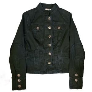 Black Factory-Distressed Denim Steampunk Jacket